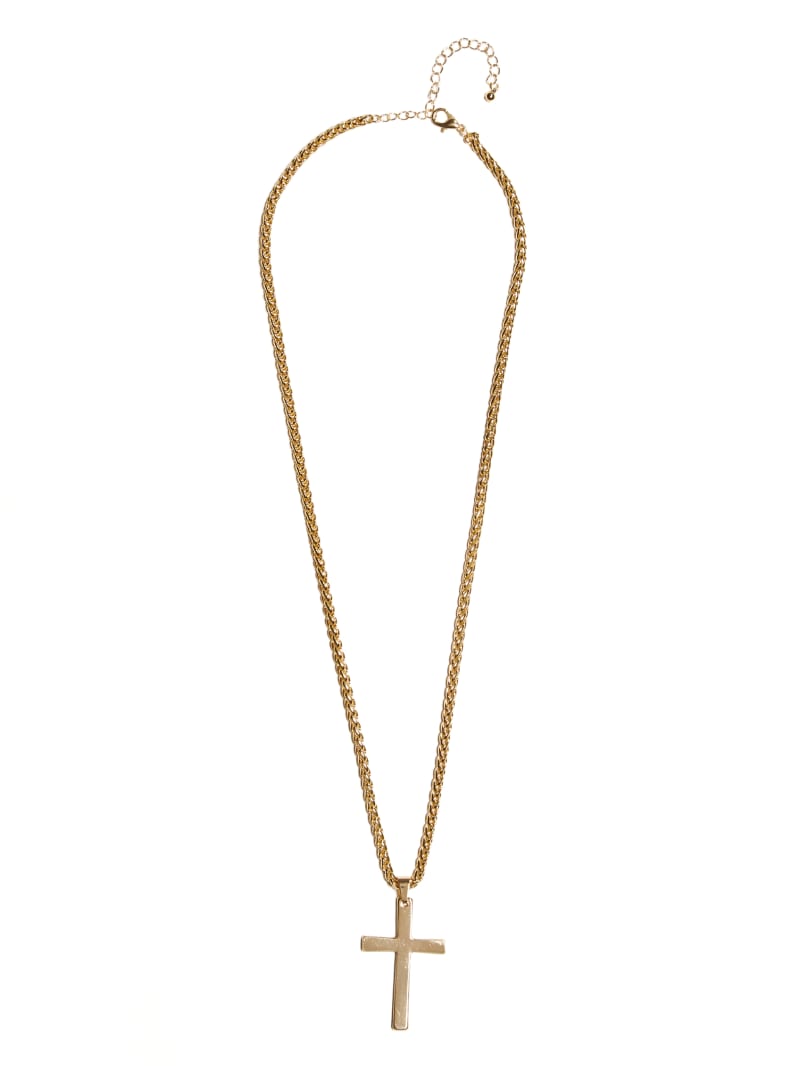 Guess Gold-Tone Cross Necklace - Gold