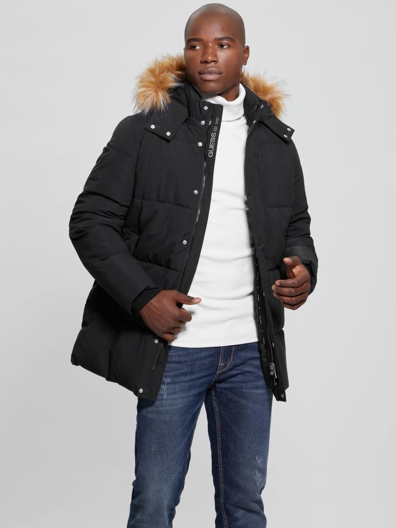 Guess Midlength Puffer Jacket - Black