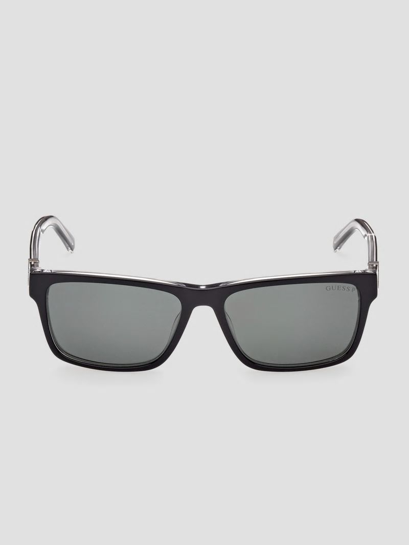 Guess Myles Plastic Square G Cube Sunglasses - Black