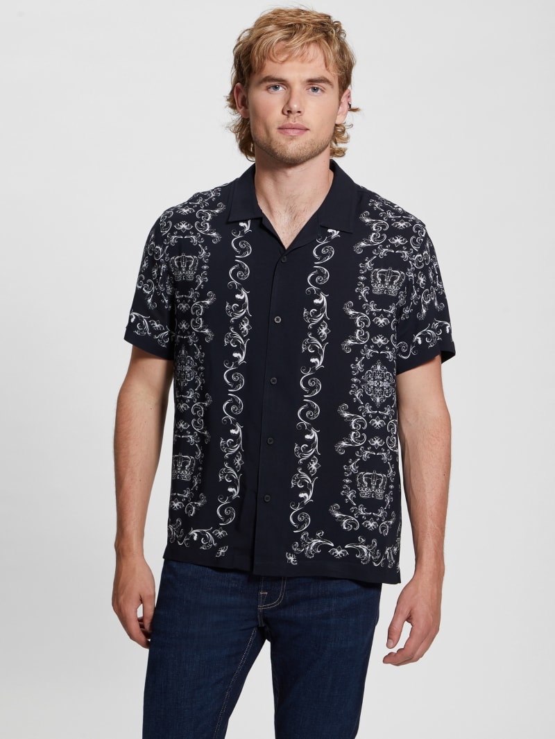 Guess Eco Royal Scroll Shirt - Royal Scroll