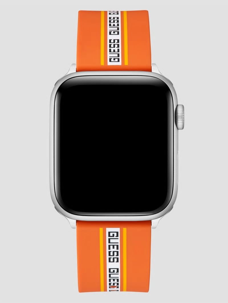 Guess Monogram Tape Orange Silicone 42-44 mm Band for Apple Watch® - Orange Saffiano