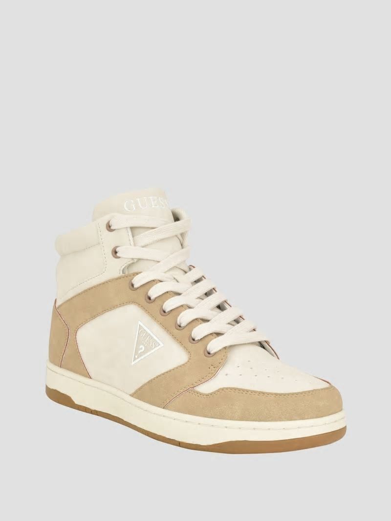 Guess Tubulo Triangle High-Top Sneakers - Light Brown