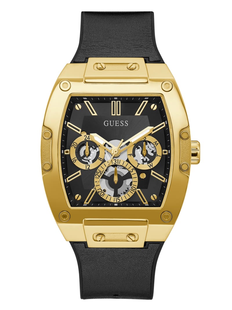 Guess Black And Gold-Tone Square Multifunction Watch - Gold