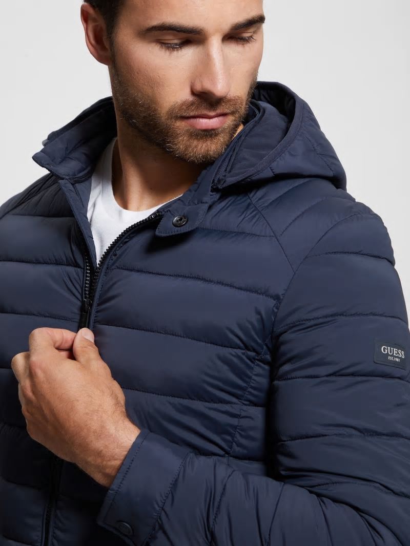 Guess Eco Tech-Stretch Hooded Jacket - Bleu éLéGant