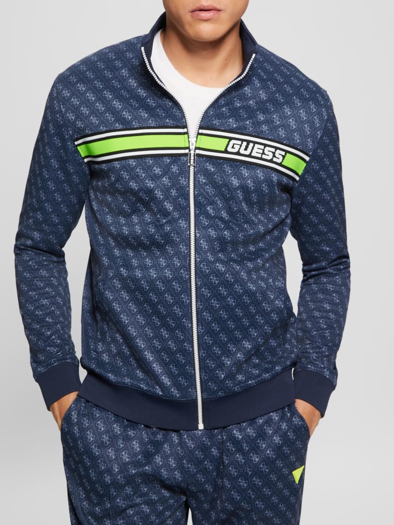 Guess Eco Korbin Track Jacket - 4g Aop Silk Blue