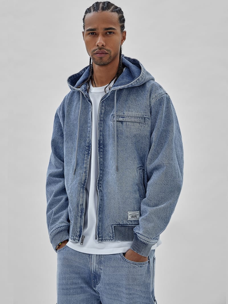 Guess GUESS Originals Denim Worker Hoodie - Go Leo Lt Wash