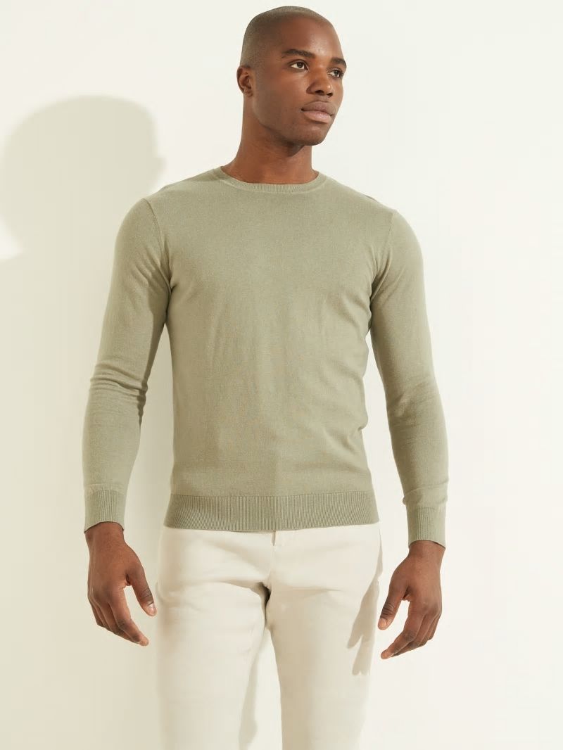 Guess Essential Crewneck Sweater - Mossy Green
