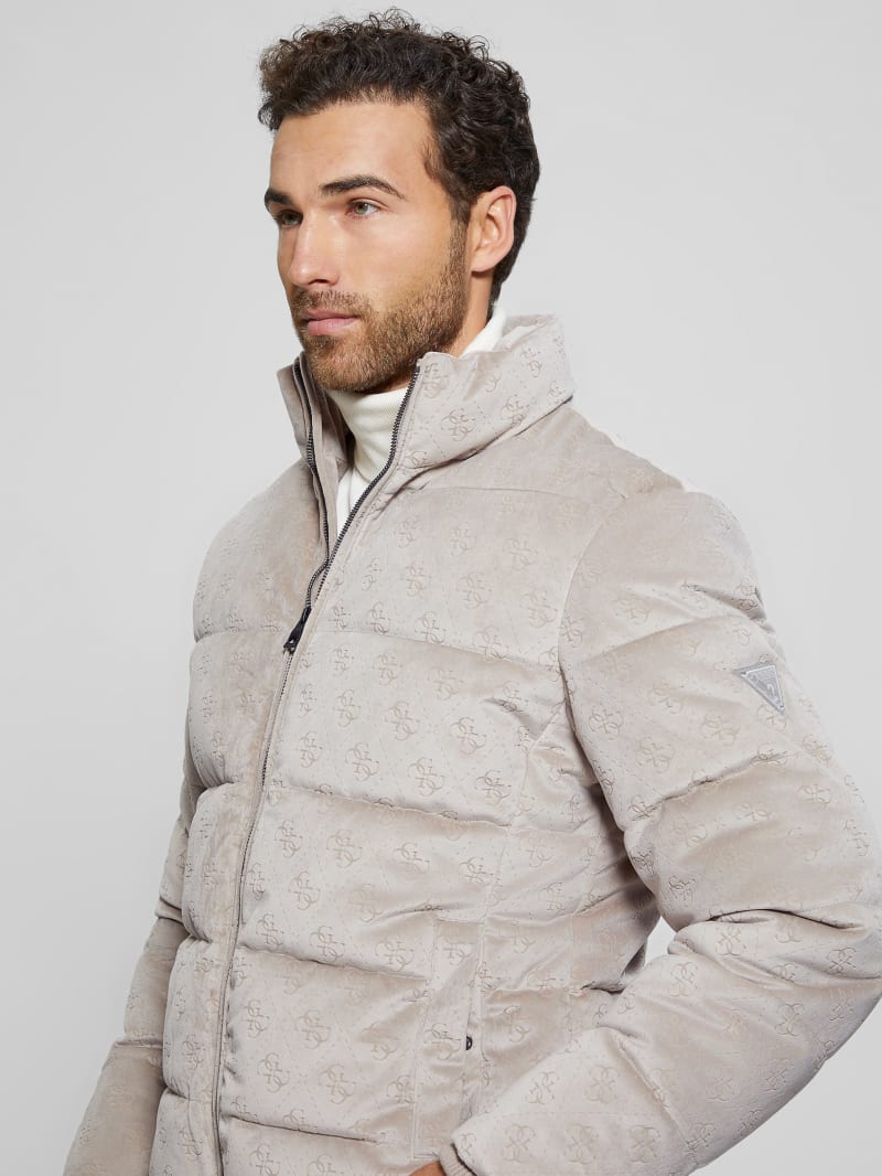 Guess Signature Puffer Jacket - Pasadena Stone 4g Logo