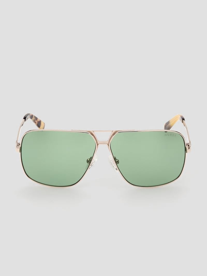 Guess Navigator Sunglasses - Shiny Gold/Green