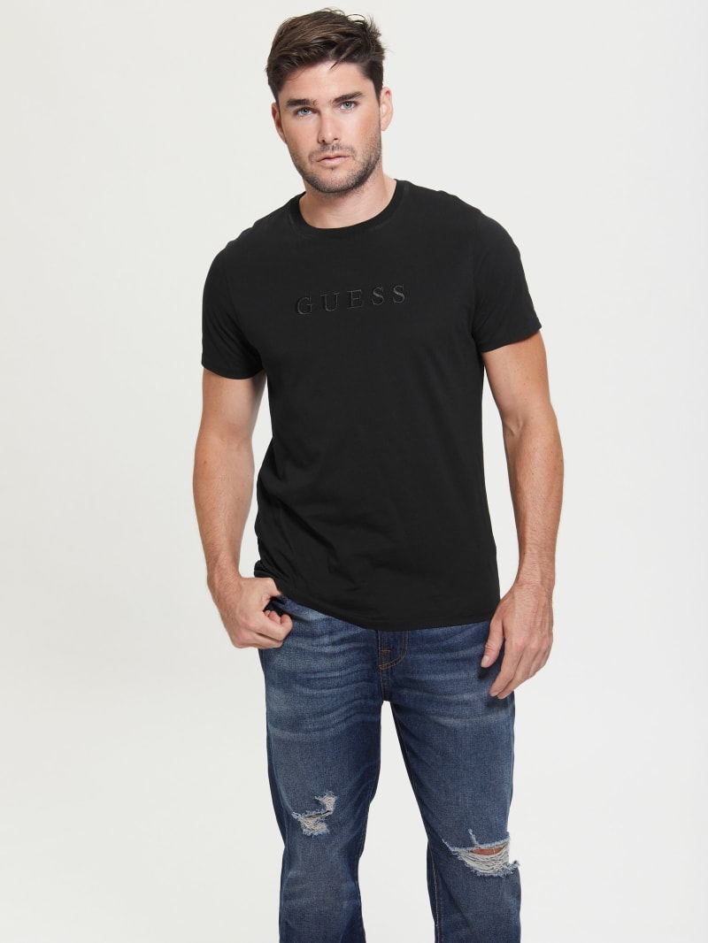 Guess Embroidered Logo Tee - Black