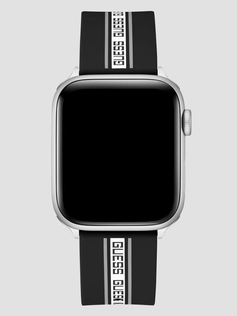 Guess Monogram Tape Black Silicone 42-44 mm Band for Apple Watch® - Black Snakeskin
