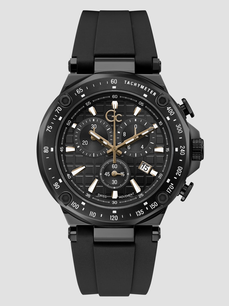 Guess Black Silicone Sport Chronograph Watch - Rose Gold