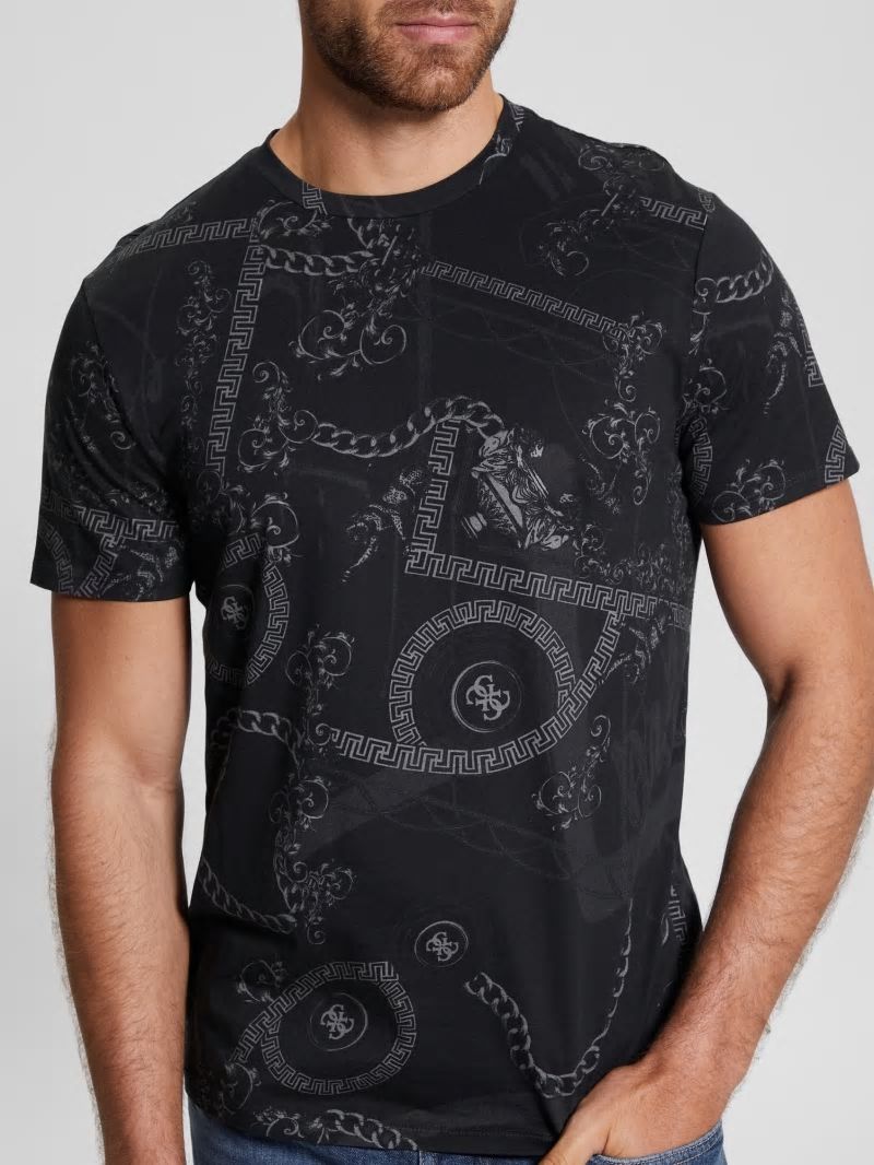 Guess Eco Tonal Printed Quattro G Tee - Jet Black Multi