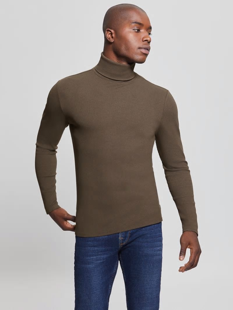 Guess Mateo Turtleneck Tee - Bittersweet Cocoa