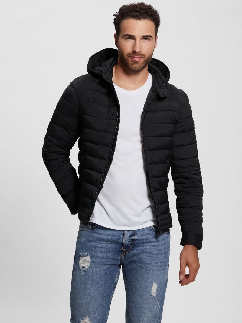 Guess Eco Tech-Stretch Hooded Jacket - Black