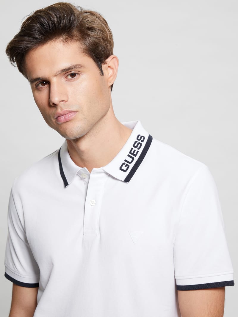 Guess Eco Lyle Logo Polo - Pure White