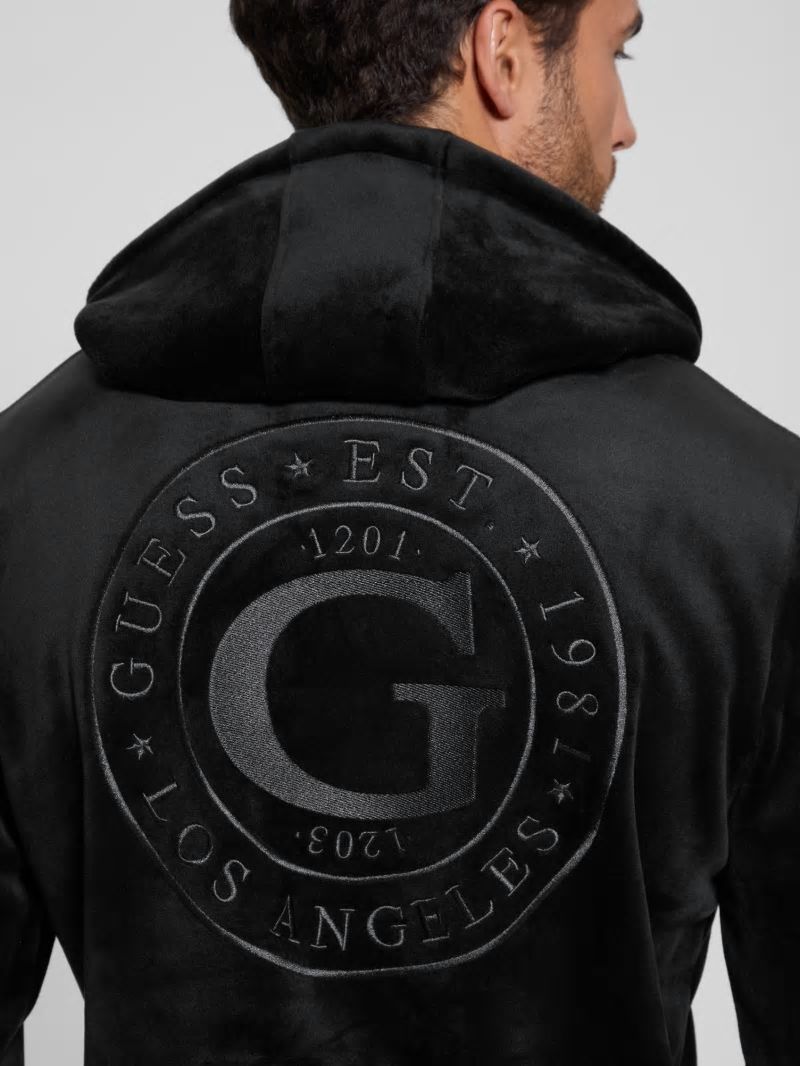 Guess Bonded Velvet GUESS Hoodie - Black