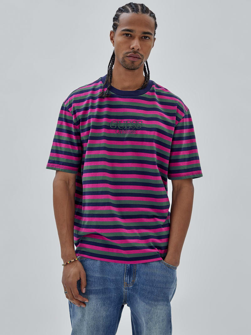 Guess GUESS Originals Eco Striped Tee - Cave Blue Multi
