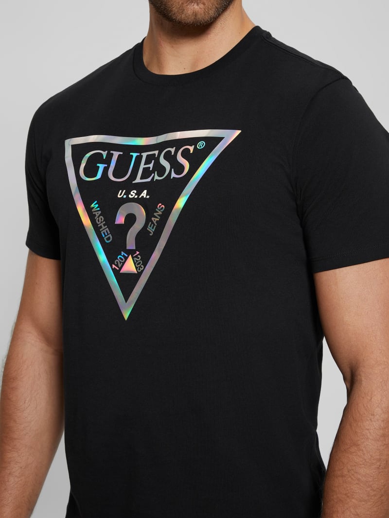 Guess Iridescent Signature Tee - Black