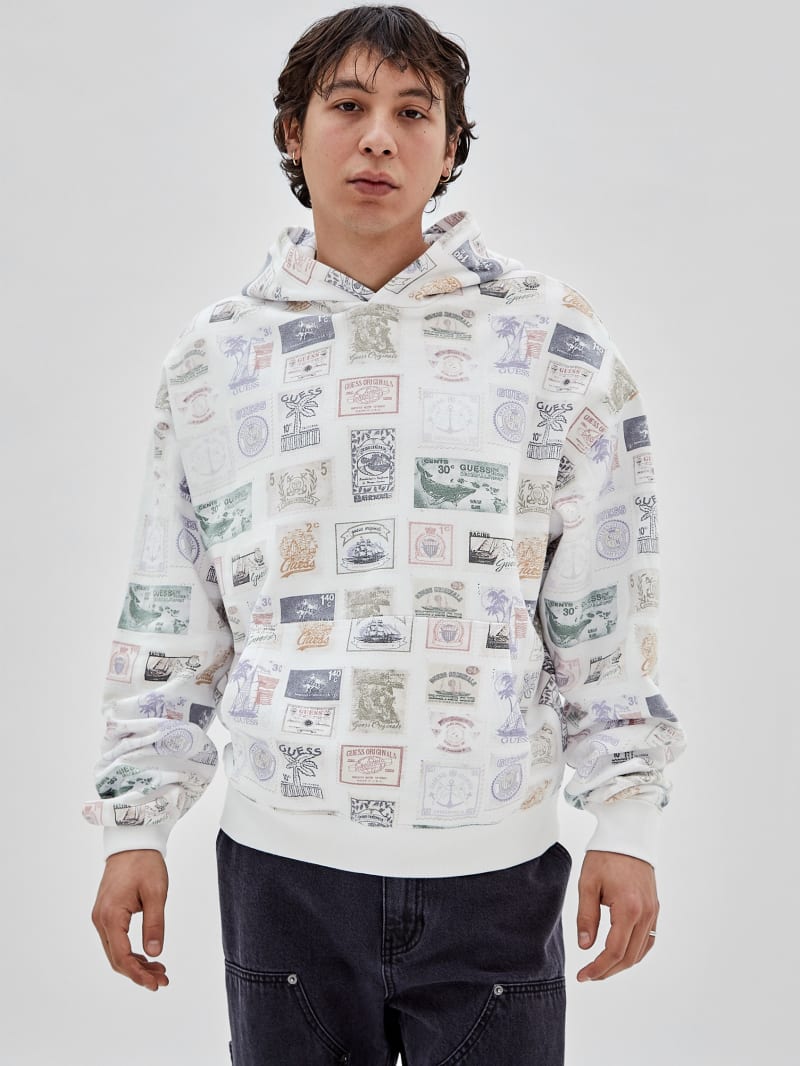 Guess GUESS Originals Eco Stamp Hoodie - White Peaks Multi
