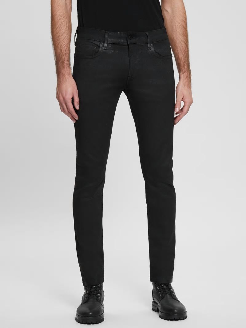 Guess Coated Skinny Jeans - Mechanical Black Wash