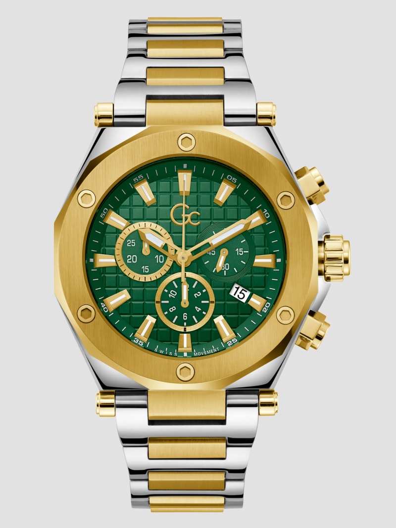Guess Gc Two-Tone and Green Chronograph Watch - Green