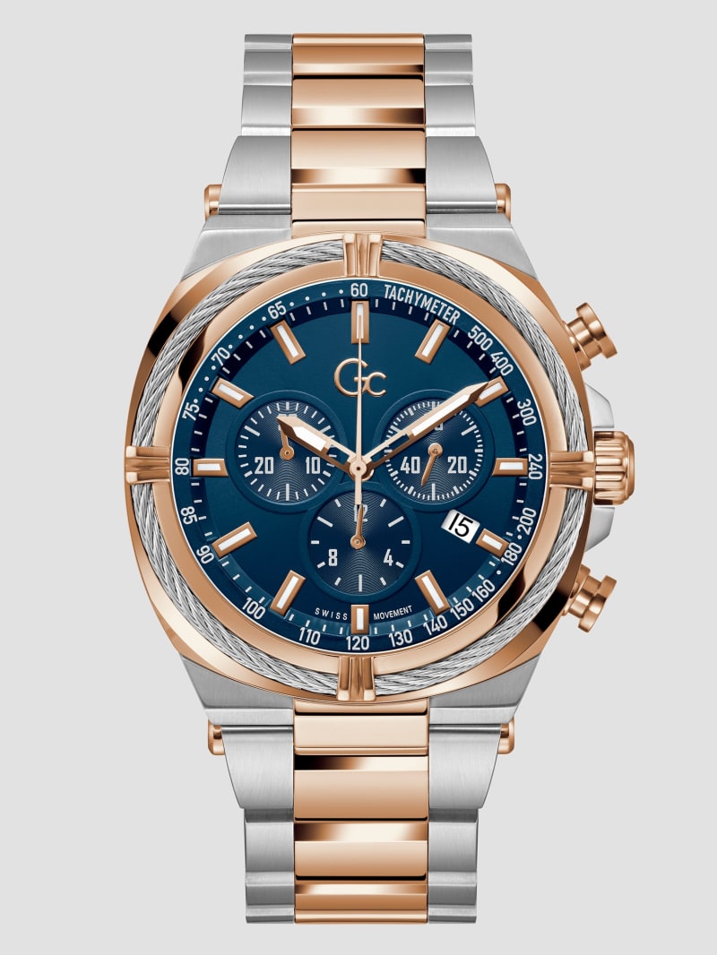 Guess Gc Two-Tone Chronograph Watch - Rose Gold