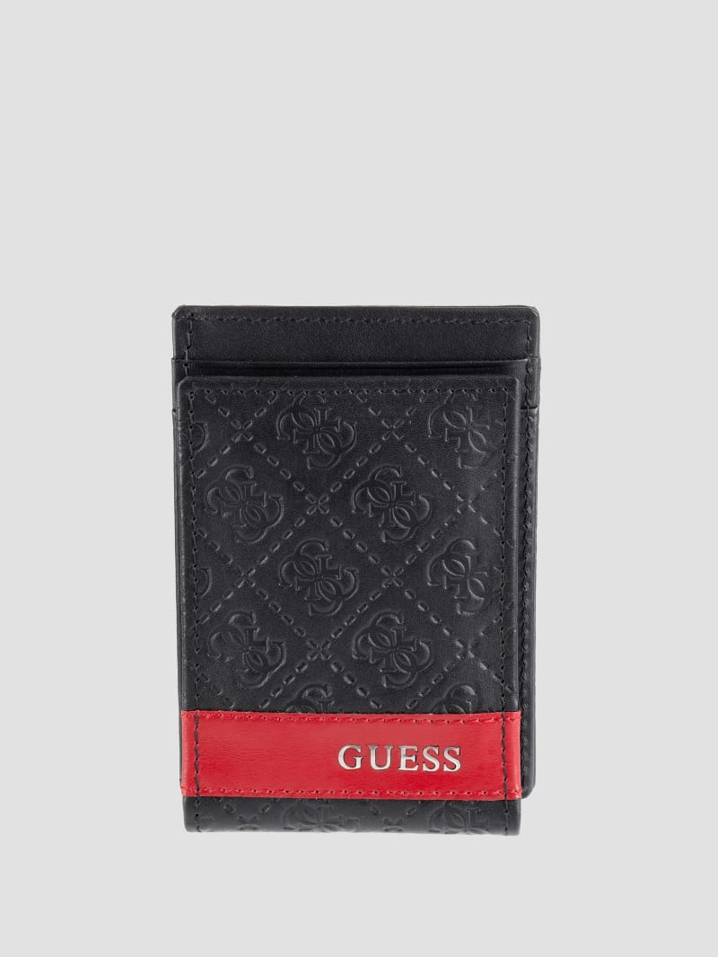Guess Mesa Magnetic Fold Wallet - Black/Red