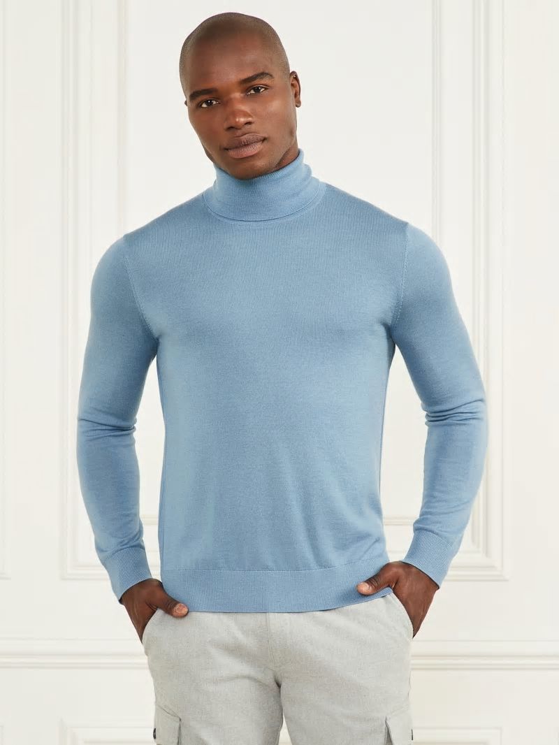Guess Merino Wool Turtleneck Sweater - Elite Blue