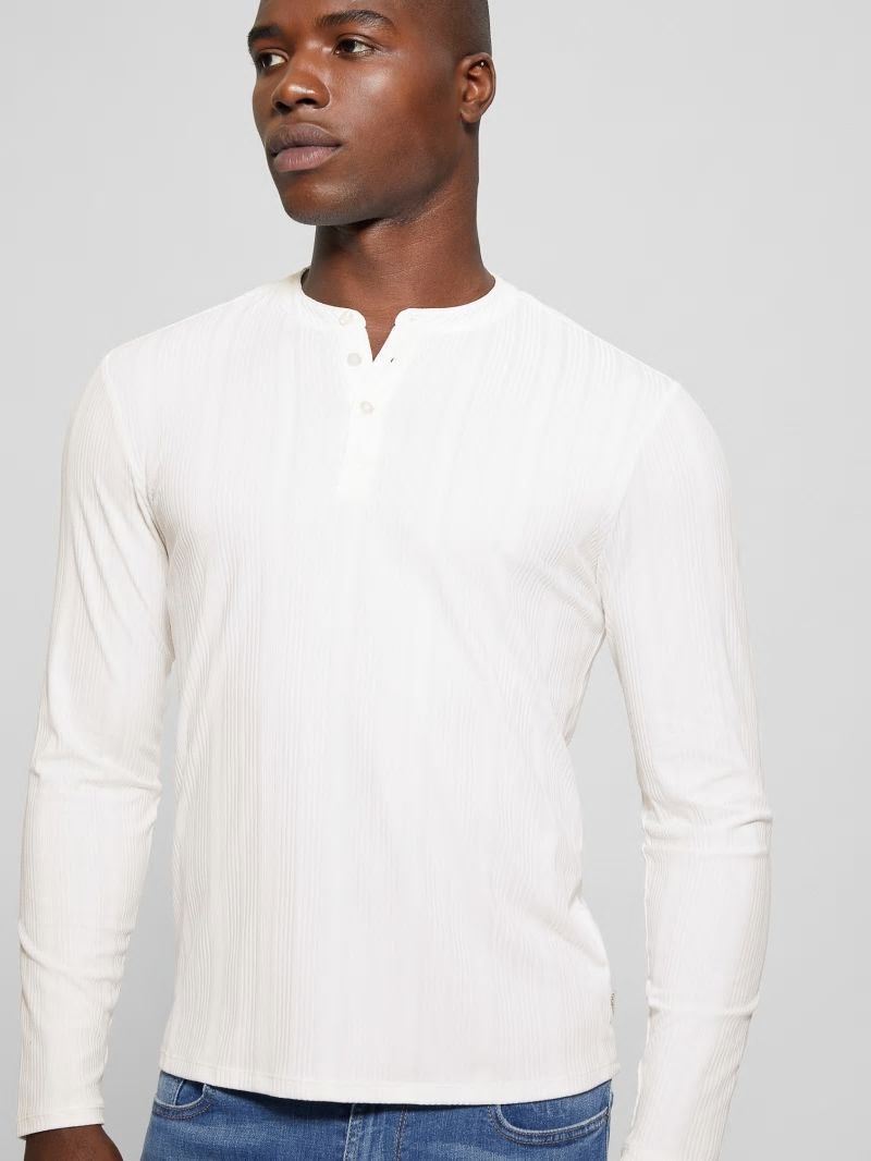 Guess Eco Brentwood Knit Henley - Salt White