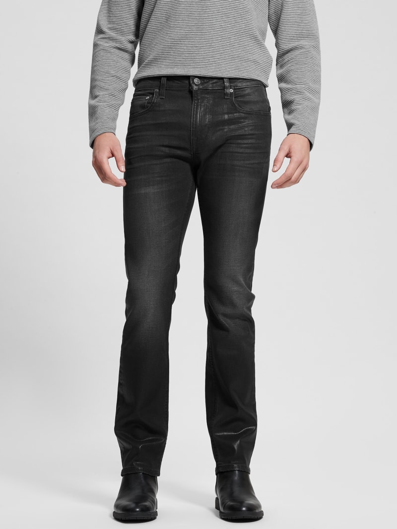 Guess Coated Straight Jeans - Slick Black Coated