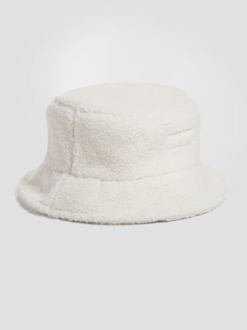 Guess Sherpa Bucket Hat - White Multi