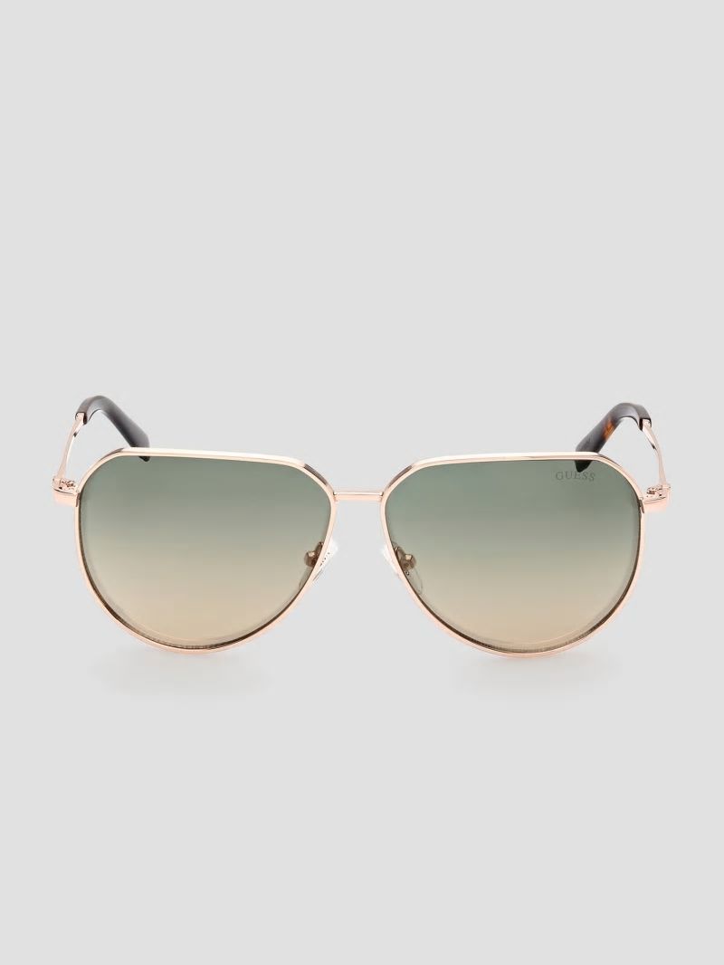 Guess Aviator Metal Sunglasses - Rosegold