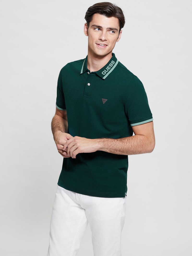 Guess Eco Lyle Logo Polo - Dark Jade