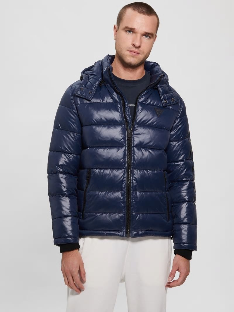 Guess Anthony Logo Puffer Jacket - Blue Navy