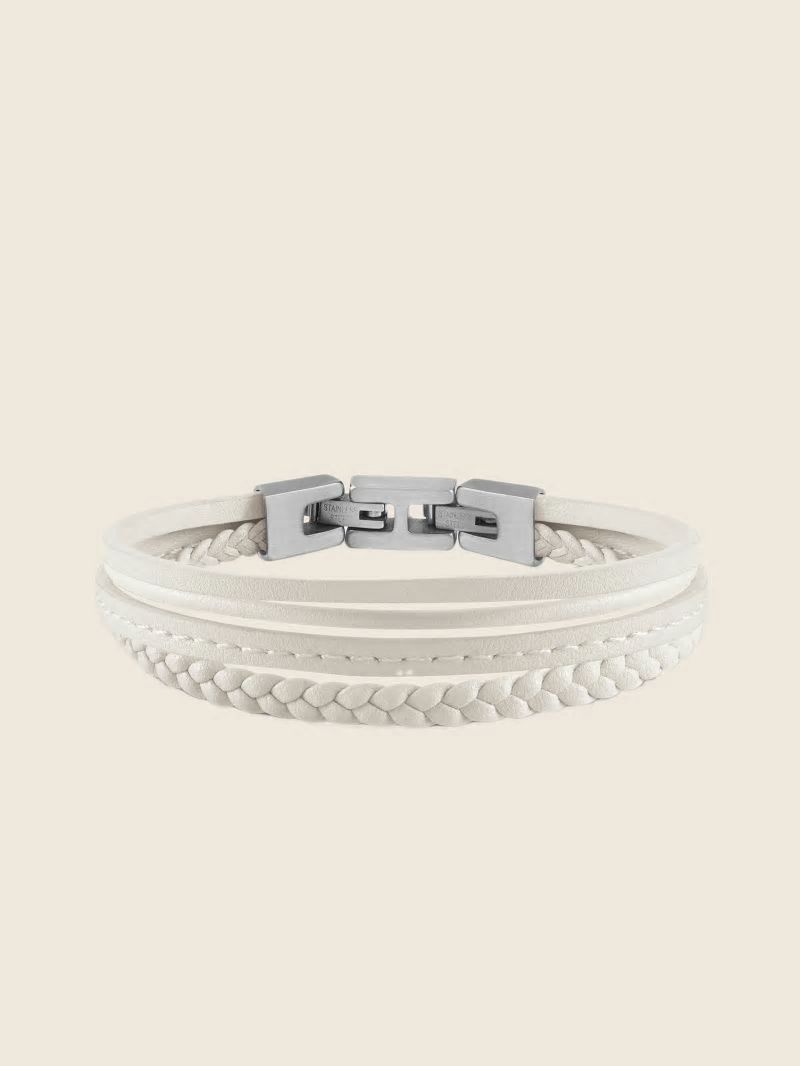 Guess White Leather Multi Strand Bracelet - Others