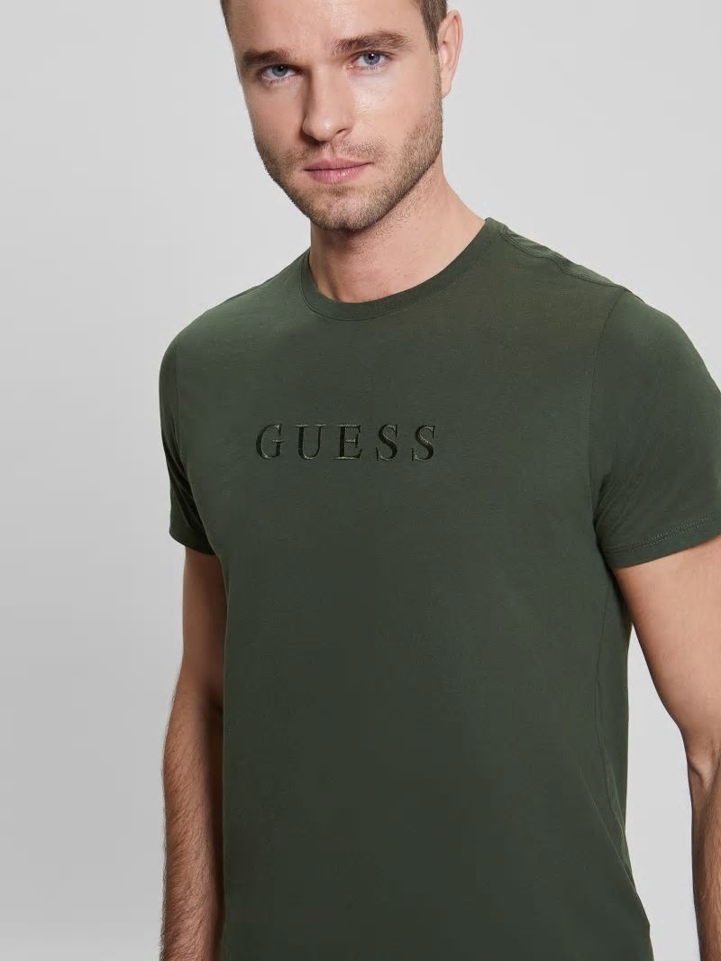 Guess Embroidered Logo Tee - Jungle Greens
