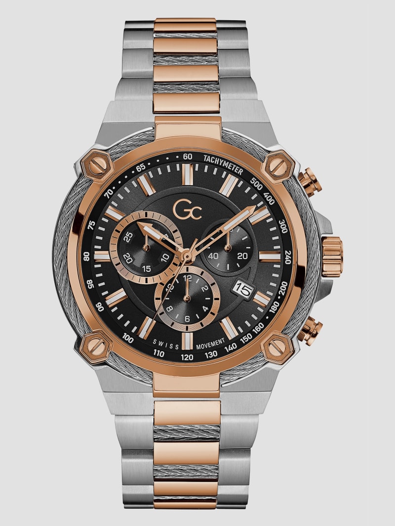 Guess Two-Tone and Black Chronograph Watch - Silver