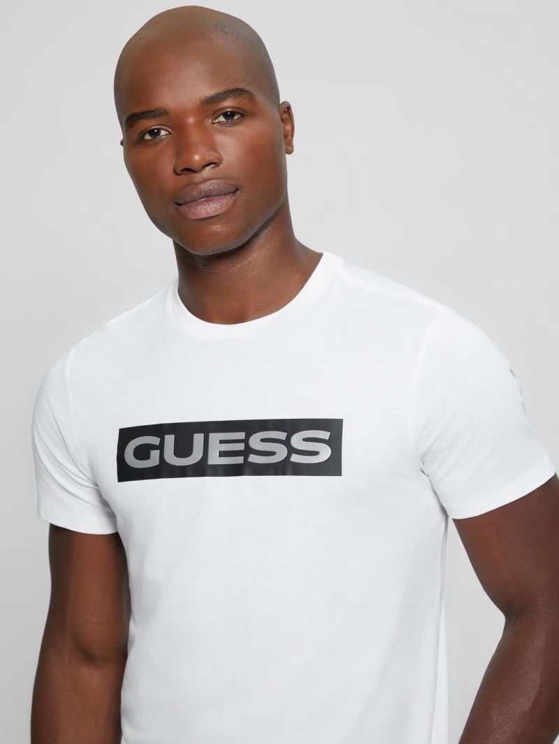 Guess Metallic Signature Tee - Pure White