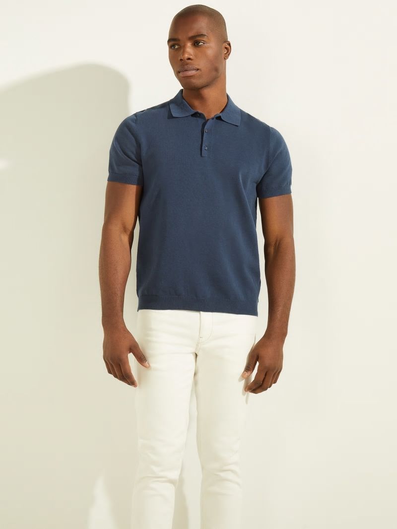 Guess Formal Performance Sweater Polo - Best Blue Guess Formal Performance Sweater Polo - Best Blue