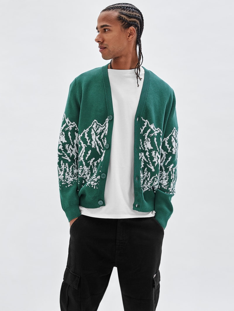 Guess GUESS Originals Mountain Cardigan - Evermore Green