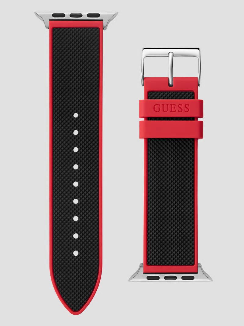 Guess Black and Red Silicone 42-45 mm Band for Apple Watch® - Black & Red Combo