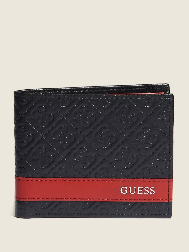 Guess Mesa Double Billfold Wallet - Black/Red