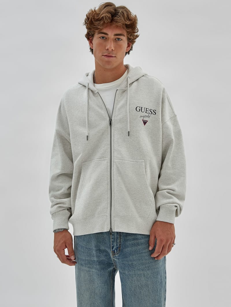 Guess GUESS Originals Heathered Logo Zip Hoodie - Eli Aged Heather