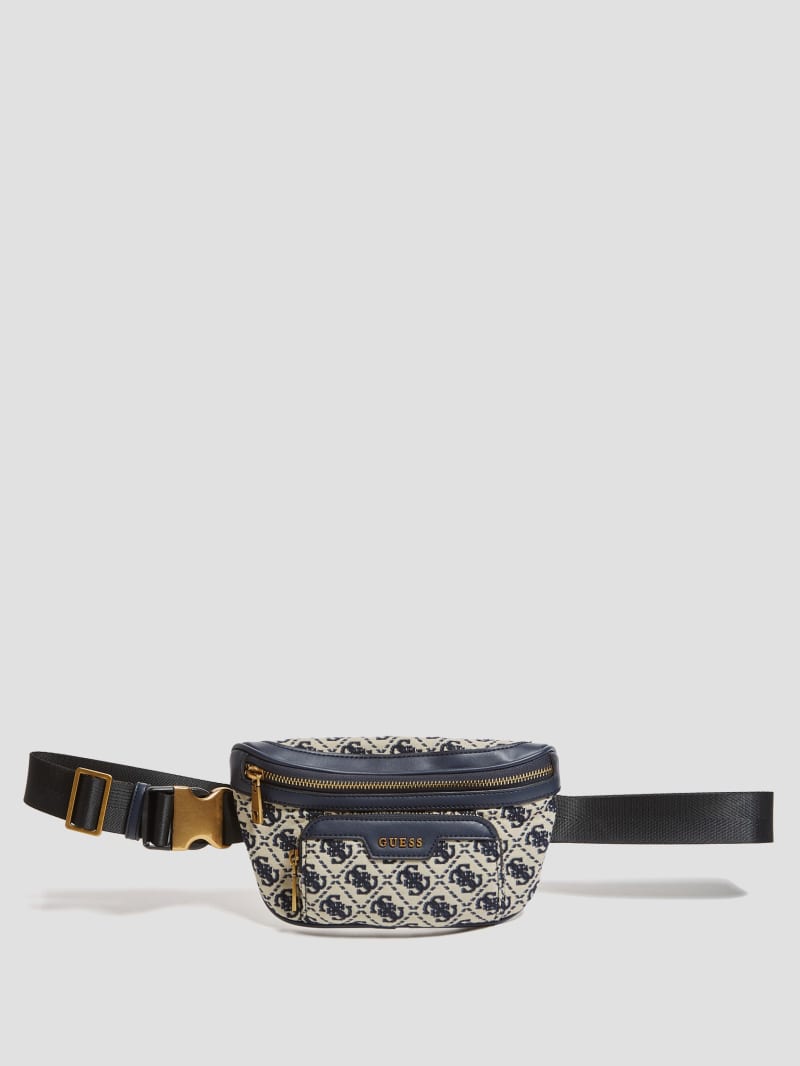Guess Quattro G Compact Fanny Pack - Ivory/Blue