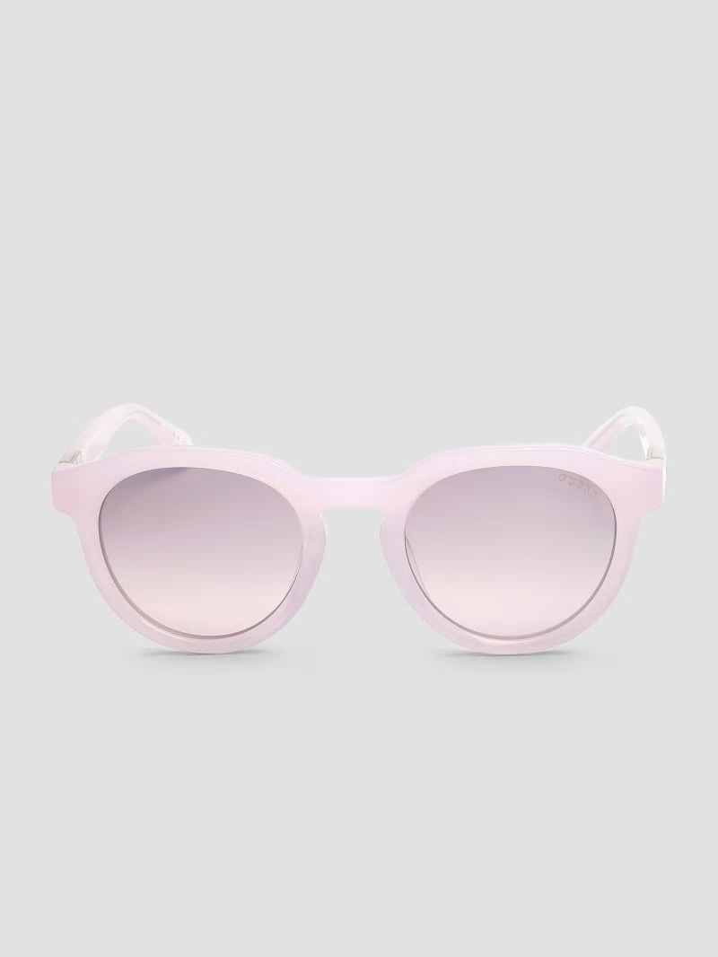 Guess Oversized Round Plastic Sunglasses - Blush