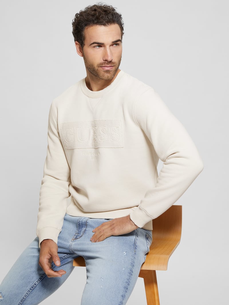 Guess Eco Beau Crewneck Fleece Sweatshirt - Muted Stone