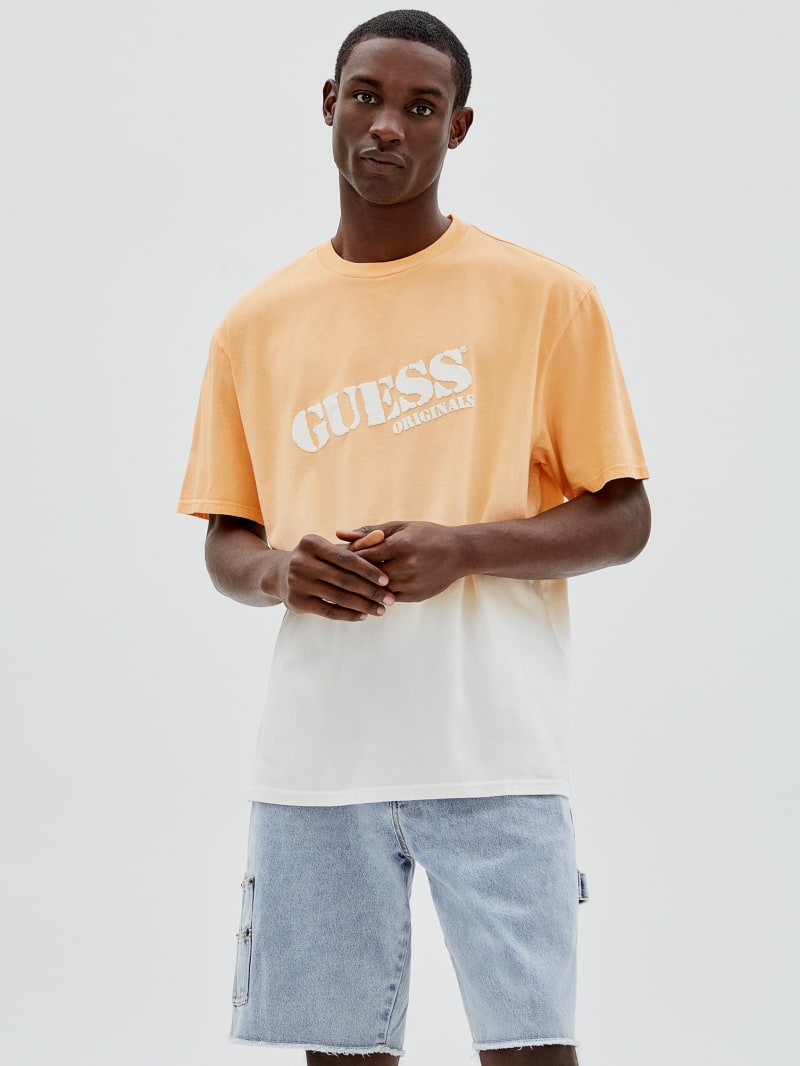 Guess GUESS Originals Dip-Dye Logo Tee - Orange Candy Multi