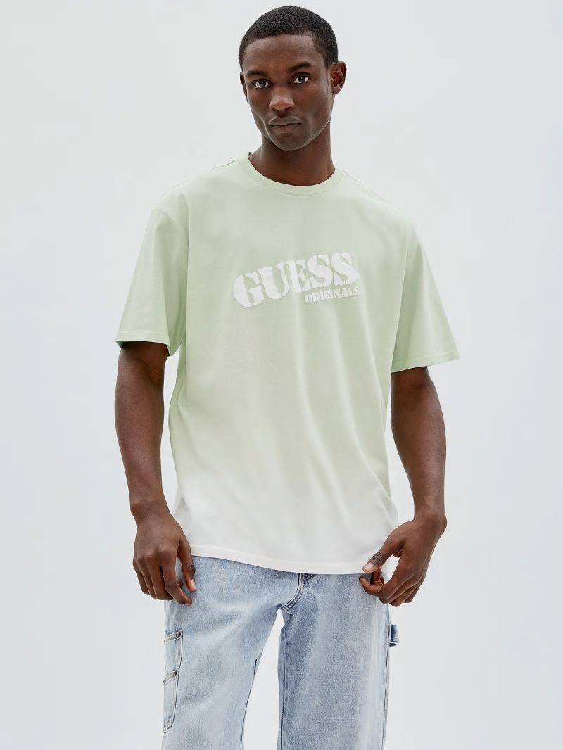 Guess GUESS Originals Dip-Dye Logo Tee - Soft Jade Multi