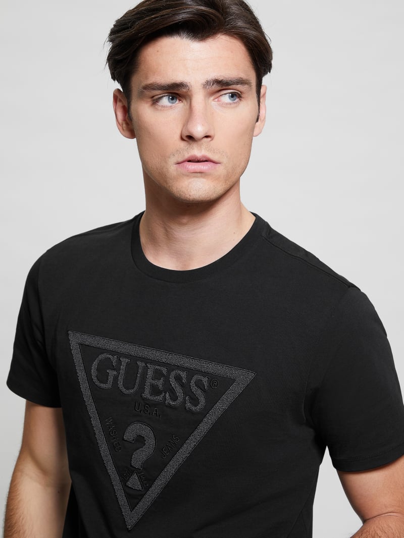 Guess Eco Embroidered Logo Tee - Black